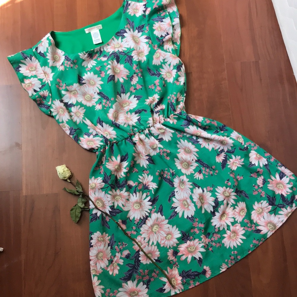 Floral dress with flutter sleeves